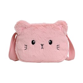Women Girls Cute Plush Crossbody Bag - Lovely Mini Shoulder Bags Great Birthday Christmas Gift (Pink)