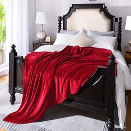 JIAHANNHA Fleece Blanket King Size Red 108 by 90 Inches Blankets for Couch Sofa Bed 280GSM,Super Soft Cozy and Luxury Bed Blanket for All Season