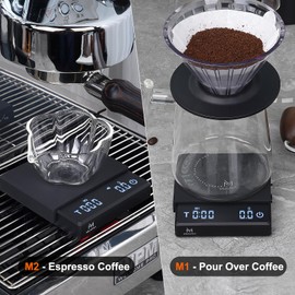 MUVNA 0.1g High Precision Digital Mini Coffee Scale, 0.3g to 2kg Measuring Range Rechargeable Espresso Mini Scale with Tare Function, LED Display (Black, ABS)