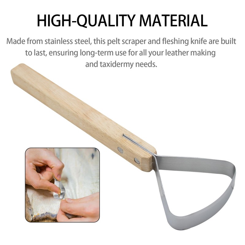 Pelt Scraper Fleshing Tool, Fleshing Knife Leather Making Tools Stainless