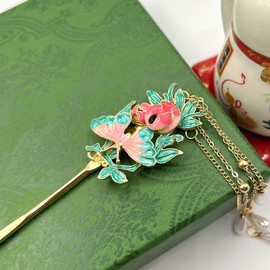 Rabithenn Peony with Pearl Tassels Hairpin Chinese Hanfu and Han Style Hair Retro Flower with Metal Handmade Hair Clip Hair Accessories for Women Girls Long Hair (Peony Flower)