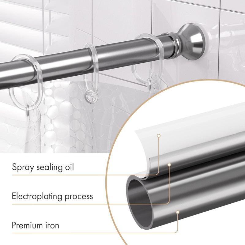 Amazer Spring Tension Shower Curtain Rod, 54-90 Inches Rust-Resistance Tension