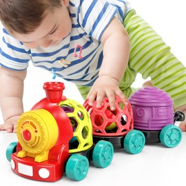 MOONTOY Baby Cars Toys for Babies 6-12 Months, Infant Toys Train Baby Boy Toys Soft Cars Ball Rattle Musical Toddler Truck for 1 2 Year Old, Development Gift for 7 8 9 10 18 Month Boy Girl