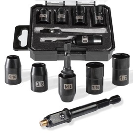 Geinxurn 3/8" Drive Impact Socket Set,7 Pieces Standard SAE (1/4 to 7/16), 6 Point,S2 Alloy Steel Strong Magnetic Hex Socket Drive Adapter Nut Driver