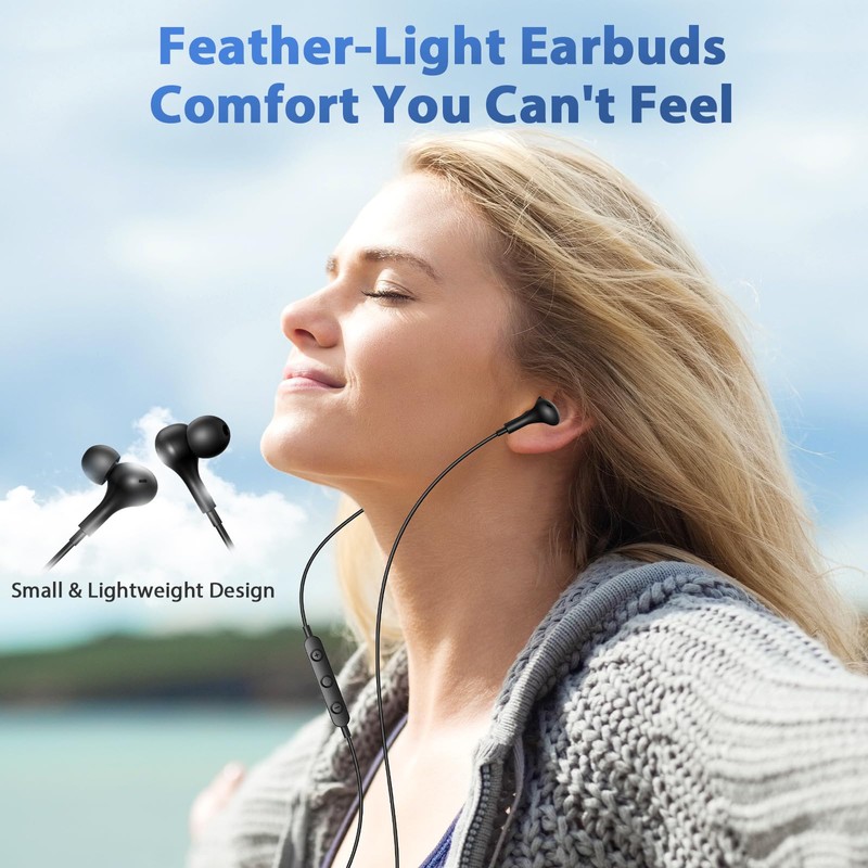 iMangoo USB C Headphones Wired Earbuds 90° Angled for Apple