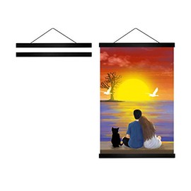 Radezon 9 inch Wide Magnetic Poster Hanger Frame, 9x12 9x11 9x13 Wood Frame for Posters, Prints, Photos, Pictures, Maps, Scrolls, and Artwork - Wall Hanging Wooden Frame