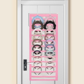 Artilife Hanging Headband Holder for Over the Door and Closet, 24 Slots Felt Head Band Organizer Shelf