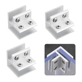 Glass Clamp 90 Degrees Adjustable Glass Shelf Bracket , JruiZhp 4Pcs Glass Clamps, Silvery Glass Connector, for Glass Shelf Brackets Bathroom Clip Holder Support (8mm)