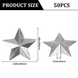 GORGECRAFT 50PCS 68mm Galvanized Small Metal Barn Star Vintage Rustic Star Ornament Three Dimensional Christmas Tree Star for Hanging Wall Holiday Wreath Decor Craft Project Supply Handmade Accessory