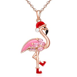 Talonior Flamingo Necklace for Women Sterling Silver Hot Pink Christmas Flamingo Necklace Rose Gold Flamingos Necklaces Cute Bird Hawaiian Jewelry Birthday Christmas Gifts