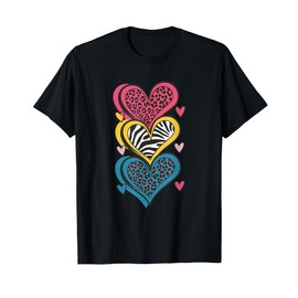 Colorful Animal Hearts Love Design T-Shirt