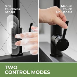 Touchless Kitchen Sink Faucet, VFAUOSIT Black Kitchen Faucet with Pull Down Sprayer Stainless Steel Motion Sensor Smart Hands-Free, Matte Black Single Hole Faucet for Bar Laundry RV Utility Sink