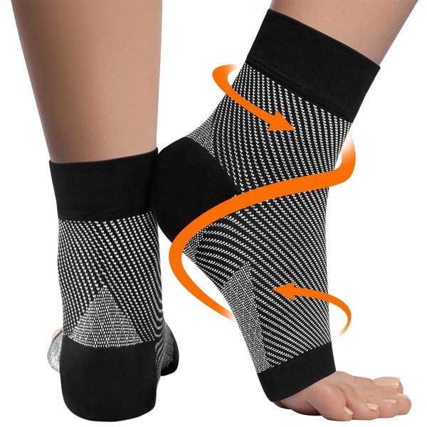 KEMFORD Ankle Compression Sleeve - Plantar Fasciitis Braces - Open