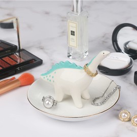 Aspegiffu Dinosaur Gifts for Women, Dinosaur Ring Trinket Dish Jewellery Holder, Unique Gifts for Women Ring Stand Jewelry Organiser, Christmas Birthday Gifts for Adult Her Girls