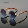 Trendy Circular Metal Glasses Featuring Gradient Polycarbonate Lenses - Comes