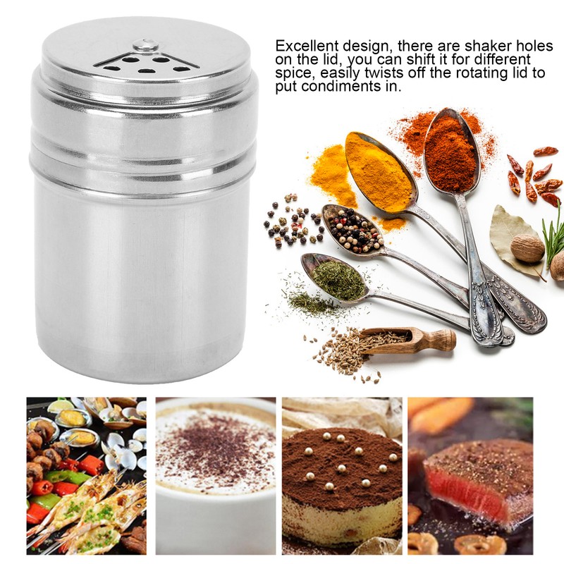 5PCS Seasoning Bottle Stainless Steel Spice Shaker with Rotating Cover