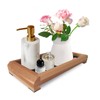 Eco-Friendly Solid Wood Bathroom Vanity Tray, Decorative Riser with Silicon