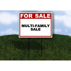 MULTI-FAMILY SALE For Sale Whte Red Black 1 Single Sided 18x24 in Yard Road Sign w/stand