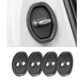 UNLRAE 4PCS Door Latch Lock Cover,Car Accessories Universal Silent Shock Self-Adhesive Door Latches Rust Stopper Protector Cover Absorption Pad,Universal for Most of The Vehicles,Cars,Trucks (Black)