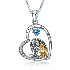 YAFEINI Drachen Kette Einhorn Anhänger Halskette 925 Sterling Silber Schmuck Geschenke für Damen Mädchen Herren (Das Einhorn und die Drachenkette)