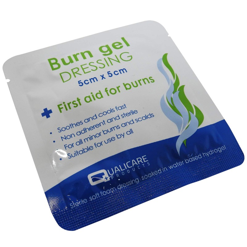 5 Pack Qualicare 5cm x 5cm Small Burns Scalds Emergency