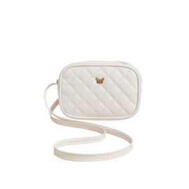 SweatyRocks Girl's PU Leather Zipper Crossbody Bag Butterfly Decor Solid Shoulder Bag Mini Square Bag White One-Size