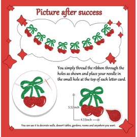 Cherry Happy Birthday Banner, Cherry 1st Birthday Decoration, Cherry Baby Shower Decorations, Fruit Theme Birthday Bachelorette Bridal Shower Party Supplies Red Green Glitter