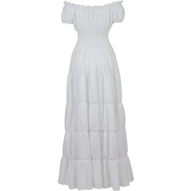 Aibaowedding Renaissance Costume Women's Medieval Chemise Peasant Dress Irish Boho Long Dresses (White, M)