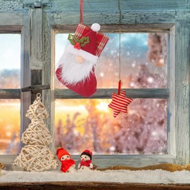 Christmas Stockings - Non-Woven Gnome Christmas Stockings | Rudolph Faceless Doll Holiday Christmas Decorations, Christmas Decorative Stockings for Fireplace Mantle