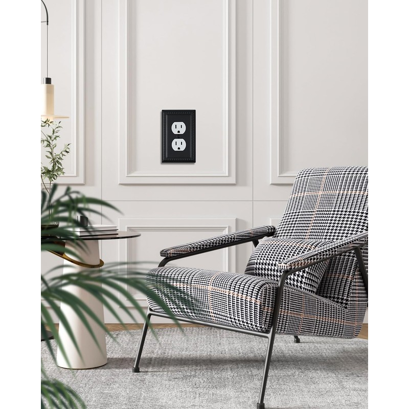 ZILLSEA 4-Pack Black Outlet Covers, Metal Single Duplex Wall Plates,