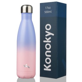 Konokyo Insulated Water Bottles,17 oz Double Wall Stainless Steel Vacumm Metal Flask for Sports Travel,Pastel Sunset