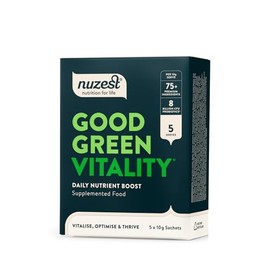 Nuzest Greens Powder by Nuzest C Good Green Vitality C Filled with Vitamins, Minerals & Superfoods C Vegan Multivitamin Greens Drink - Gluten Free - Dairy Free - (10g (Box of 5)