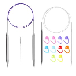 40-Inch Stainless Steel Circular Knitting Needles, Metal Round Knitting Needles in 5mm Fnd 9mm Sizes, Ideal for Knitting Projects (2Pack 5mm Fnd 9mm)