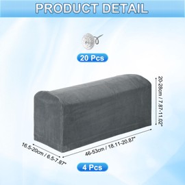 sourcing map 4Pcs Stretch Armrest Covers, Polyester Soft Armchair Slipcovers Couch Recliner Arm Cover with Twist Pins for Chair Sofa Protector, Deep Grey