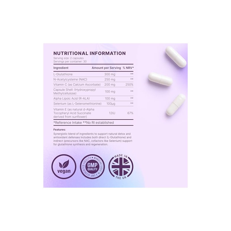 Glutathione Supplement | 1 Month Supply | Cellular Defence &