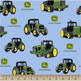 JD Texture Tractors Blue Cotton Fabric