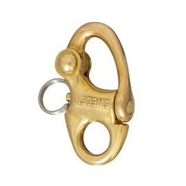 Sweden snap shackle with fixed eyelet 30mm, brass without ring
