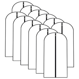 Garment Covers Bag, 12 PCS Transparent Waterproof Dustproof Dresses Storage Bags for Wardrobe Storage, Suit Covers for Storage Cloth Cover Washable Clear Reuse Full Zipper Garment Bags for Long Dress Costumes Suits Gowns Coats