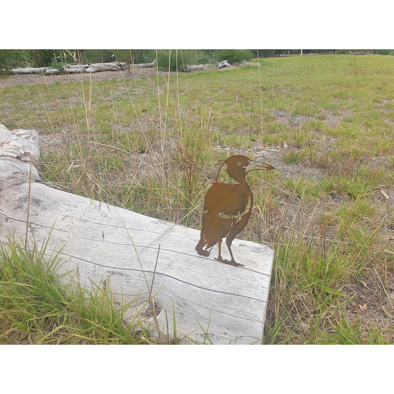 Magpie Standing Garden Stake - Australian Made Rusted Metal Garden