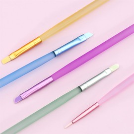 SILPECWEE 5pcs Acrylic Nail Brush Set Macaron Color Nail Art Brush Detail Liner, French Tip, Cleaning Fingernail, Gel Builder, Nail Design Brushes Painting Pen Manicure Brush Tool