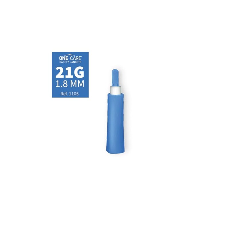 ONE-CARE Safety Lancets 21G x 1.8mm, Contact-Activated, 100/bx