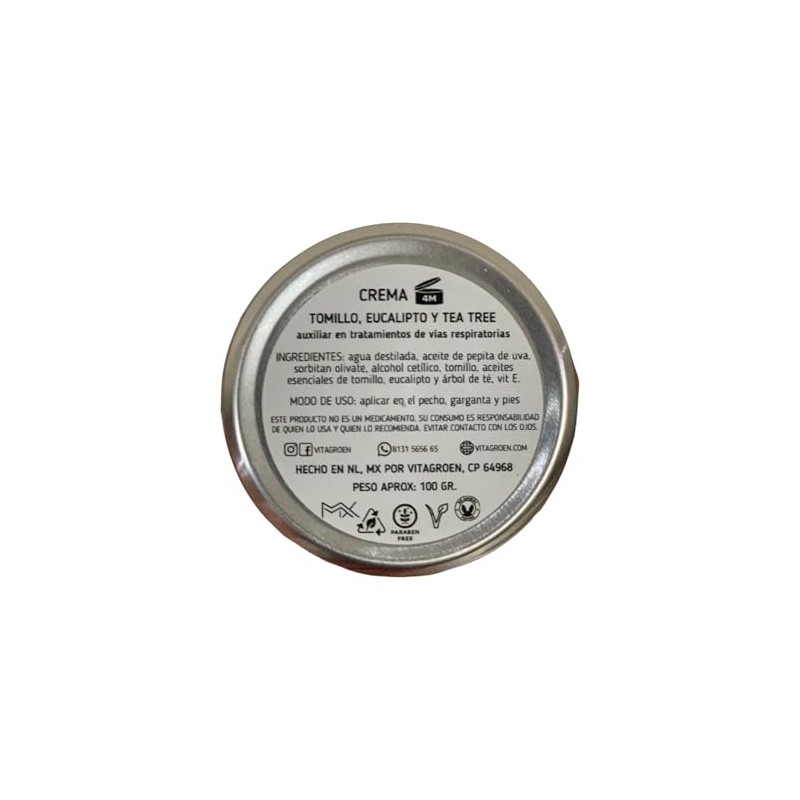 Vitagroen Crema Tomillo Eucalipto Tea Tree Alivio Respiratorio 100g