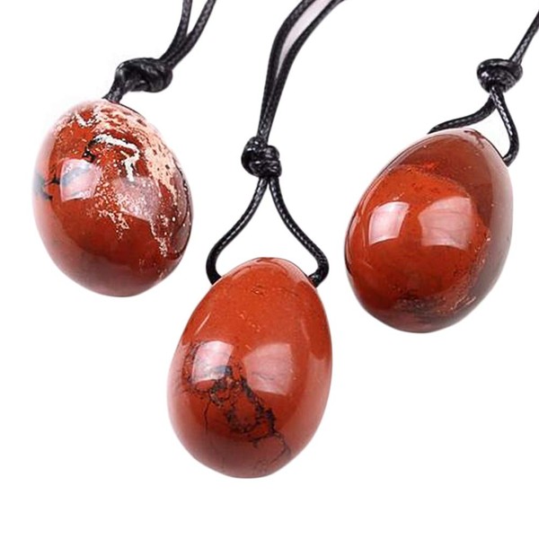 Juanxian 30x20mm Drilled Natural Red Jasper Stone Crystal Pendant Polished Yoni Egg for Women Health Supplies W3495