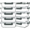 KOMUEE 10 Packs 30 oz Glass Meal Prep Containers,Glass Food