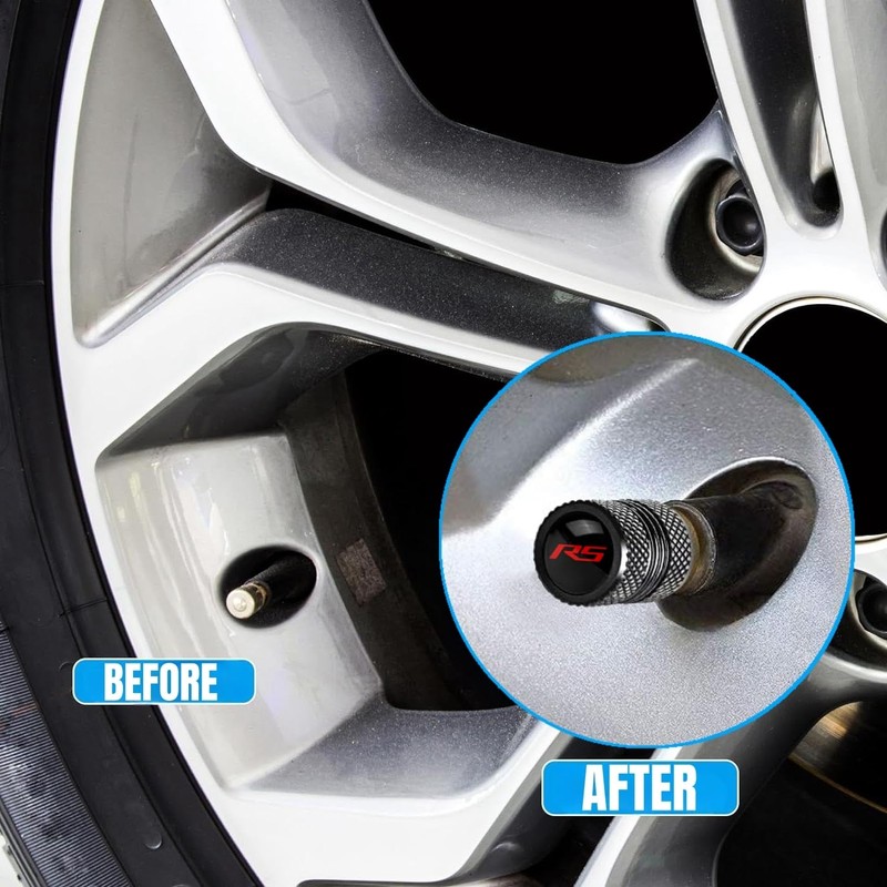 QZXIAOGU Metal Tire Valve Stem Cap Covers RS Emblem Air