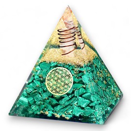 Malachite Orgonite Pyramid - Healing Crystal Gemstone Orgone Pyramid for Positivity - Success - Motivation - Meditation & Yoga - Reiki Charged - Namaskarma