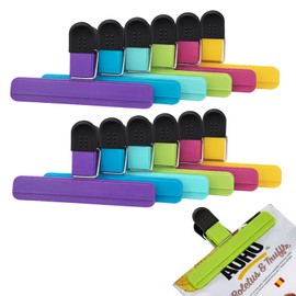 EWOID 12 Pack Chip Clips, Large Food Clips, Snack Bag Clip, Plastic Heavy Duty Seal Grips for Food Storage, Home, Kitchen and More(6 x 3.5 Inch)