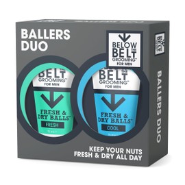 Below The Belt Mens Groin Deodorant, Anti-Chafing Cream for Men Ballers Duo Gift Set