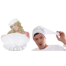 KarnevalsTeufel Veil Dance Wedding Set Pointed Hat & Sleep Cap Wedding Use Wedding Tradition Veil Removal Gift Idea, White