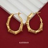 Gold Bamboo Hoop Earrings For Women Trendy,14K Gold Plated Dangle